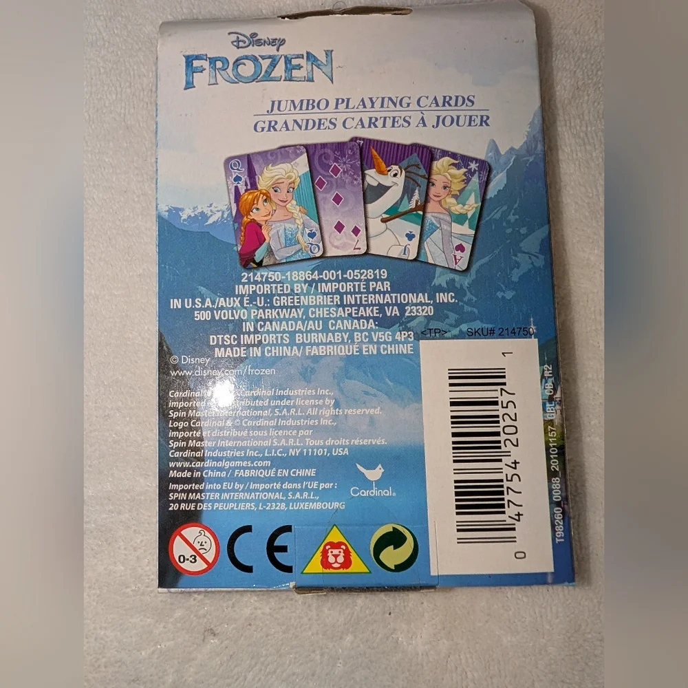 Disney Frozen Puzzle, Playing Jumbo Cards, and Sidewalk Chalk Activities Lot